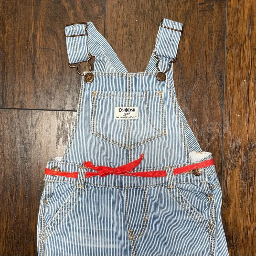 Vintage Oshkosh‎ Striped Blue And White Overalls Size 24 M